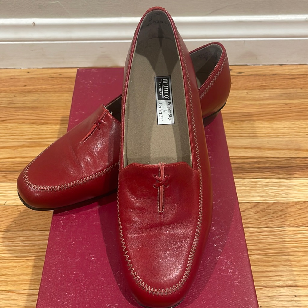 Munro Lauren Red Leather Loafers